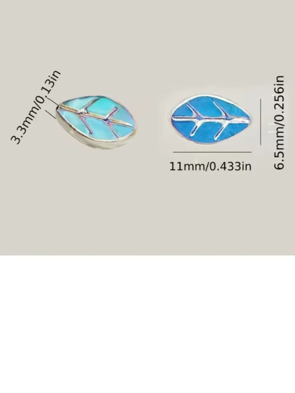 Leaf-Shaped AB Glitter Beads  with Horizontal Holes 50pcs/11mm